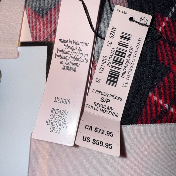 Victoria's Secret Red and Black Plaid Pajama set - Picture 2 of 3